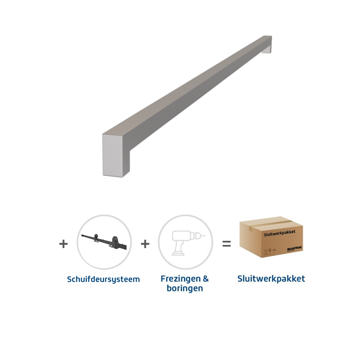 Sluitwerkpakketten met Deurgreep 16x800 Squared RVS